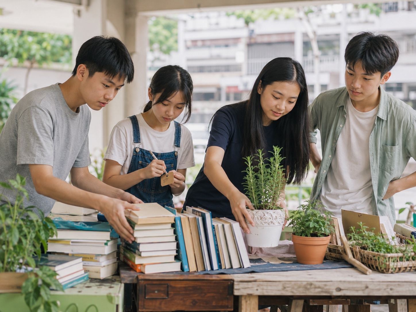 A community book and plant exchange