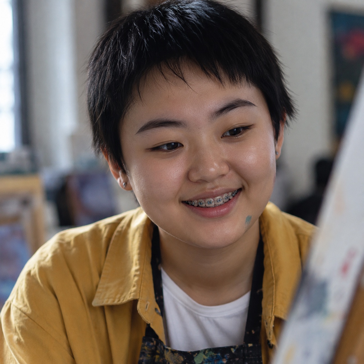 A young artist at work